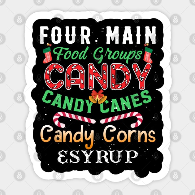 Four Main Food Groups Elf Buddy Christmas Pajama Xmas Sticker by lenaissac2